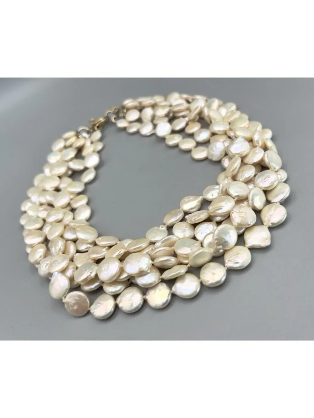 Vintage Six Strand Coin Pearl Necklace - Picture 9 of 12